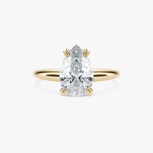 Anillo de compromiso solitario de oro macizo de 14 quilates con diamante de laboratorio de 2 quilates con corte en pera para mujer - Product Image 1