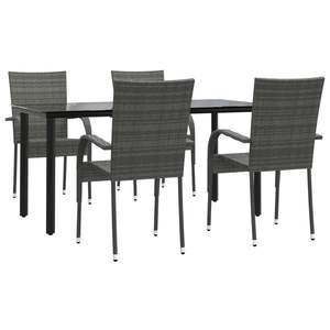 Juego de comedor de patio de ratán polivinílico gris de 5 piezas Muebles de exterior duraderos - Product Image 3