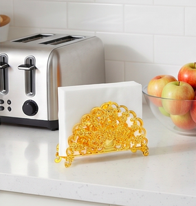 Porte-serviettes en aluminium moulé avec finition couleur or, parfait pour la maison et les articles de cuisine, accessoire de table. - Product Image 3