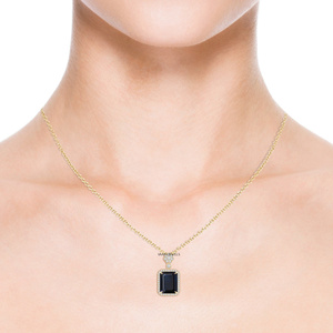 Colgante de Diamante Negro Natural de Corte Esmeralda de Lujo para Mujer, Regalo de Boda, Joyería de Moda, Oro 10K 14K 18K, Plata 925 935 - Product Image 3