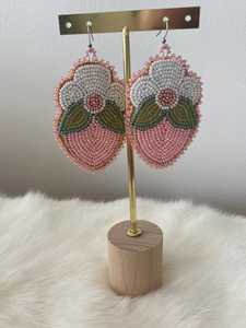 Pendientes Florales Hechos a Mano TIMELESS CRAFT con Cuentas, Diseño de Flores Rosas y Blancas, Joyería de Moda para Mujer - Product Image 2