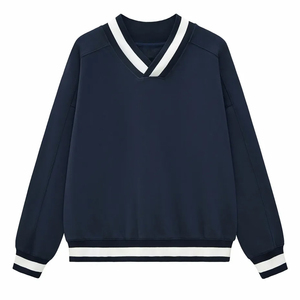 เสื้อสเวตเชิ้ตคอวีแบบยูนิเซ็กซ์ ทรงโอเวอร์ไซส์ ผ้าฝ้ายฟลีซ เรียบง่าย สไตล์ลำลอง สตรีทแวร์ วาร์ซิตี้แฟชั่น - Product Image 5