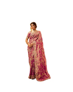 Sari de boda de invierno Zariya Royal bordado, sin arrugas, de viscosa que absorbe la humedad, estilo tradicional de Gujarat para fiestas de Diwali - Product Image 1