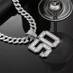 Luxury Custom <b>Initial</b> SD Moissanite Shape Iced Out Pendant with Cuban Link <b>Chain</b> Hip Hop Alloy Silver Plated Necklace - Product Image 3