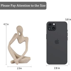 Piccola Scultura Astratta in Resina Effetto Arenaria Stile Pensatore per Decorazione Casa, Ufficio, Libreria, Scrivania - Statuette Moderne del Pensatore - Product Image 3