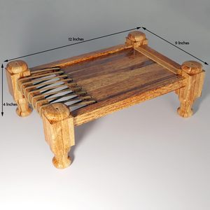 Charpai Wood <b>Serving</b> Tray | Sheesham Strip Tray for Kitchen Tray <b>Serving</b> <b>Set</b> (Pack of 1) - Product Image 2