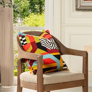 La broderie 20 "หมอนตกแต่งสี่เหลี่ยมหลากสีปักลายขนนก - Product Image 1