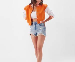 Veste universitaire tendance pour femme, modèle très vendu, de haute qualité, avec logo personnalisé imprimé, en coton. - Product Image 5