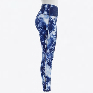 Women's High Waisted Blue <b>Tie</b> <b>Dye</b> Print <b>Leggings</b> Full Length Stretch Knitted Spandex/Nylon Sporty Yoga Pants Quick Dry - Product Image 2