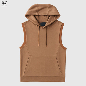 Buen Proveedor con Logotipo Propio, Chaleco con Capucha sin Mangas para Hombre, Tejido de Punto, Color Sólido, Informal, Corte Regular, para Otoño - Product Image 3