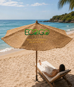 Parasol en fibre de coco naturelle fait main Eco2go, imperméable et écologique, pour la plage et le jardin - Product Image 1