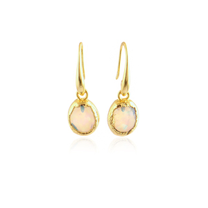 Ethiopian <b>Opal</b> Brass Hook Dangle Drop <b>Earrings</b> 18k Gold Plated Trendy Women's Gift Wholesale - Product Image 2