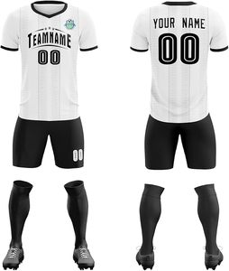 Ensemble de maillots de football unisexes personnalisés, col en V, sans manches, impression sublimée, évacuation de l'humidité, coupe athlétique, nom et numéro de l'équipe, 100% polyester - Product Image 4