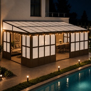 ห้องอาบแดดติดผนัง Domi Outdoor ขนาด 12x20 ฟุต พร้อมหลังคาโพลีคาร์บอเนตและประตูบานเลื่อนแบบล็อคได้ - Product Image 1