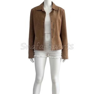 แจ็คเก็ตหนังแท้ผู้หญิงรุ่นล่าสุด แขนยาว สีพื้น สำหรับสุภาพสตรี รับออกแบบโลโก้ OEM เสื้อผ้าฤดูหนาว - Product Image 5