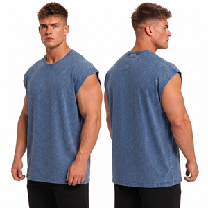 Chaleco Deportivo para Hombre con Lavado Ácido, Estilo Vintage, Cuello Redondo, Sin Mangas, para Gimnasio, Running y Fitness - Product Image 4