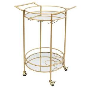 Gold Coated Round Shape <b>Trolley</b> bar Cart for Home Catering Hotel Restaurant Kitchen Food Coffee Tea <b>Serving</b> <b>Trolley</b> Cart - Product Image 4