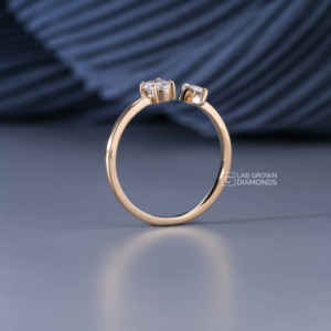 Bague en or jaune 14 carats avec moissanite ovale et taille poire pour femme, luxe, 0,34 carat de poids total, 1,18 grammes, mariage, fiançailles, haute joaillerie - Product Image 4