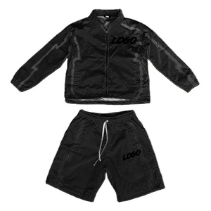 Wholesale Custom Maternity Two Piece Windbreaker <b>Short</b> <b>Jacket</b> 100% Cotton Streetwear Tracksuit Set Summer - Product Image 4