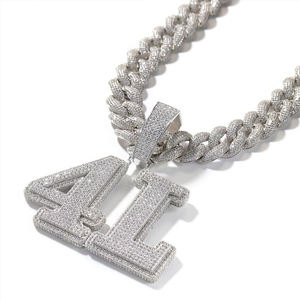 Bijoux de mode Hip Hop, pendentif personnalisé avec chiffres et lettres entièrement sertis de diamants, plaqué or, bijoux personnalisés, charme glacé, cadeau - Product Image 1