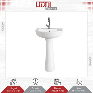 Offre Exclusive : Lavabo en Céramique Rond sur Pied à Trou Unique de Qualité Supérieure pour Salle de Bain à Domicile et Hôtellerie - Product Image 3