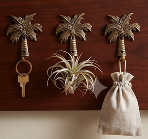 Handcrafted Brass Palm Tree <b>Hook</b> Vintage Design Wall Mount Single <b>Hook</b> Metal Decorative <b>Hook</b> For Clothing Storage - Product Image 6