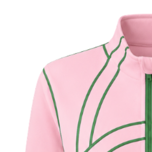 เสื้อแจ็คเก็ตแทร็คซิปยาวสีชมพูเขียวสำหรับผู้หญิง แบรนด์ AKA แขนยาว คอตั้ง ลายตัวอักษรกรีก เสื้อผ้าสำหรับชมรมนักเรียน ชุดกีฬาลำลอง เสื้อคลุมทีมกีฬา - Product Image 6