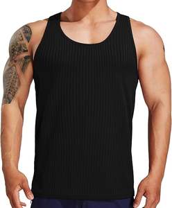 Camisetas sin mangas casuales de algodón elástico acanalado para hombre, talla grande, ajuste muscular, tejido de punto para verano - Product Image 1