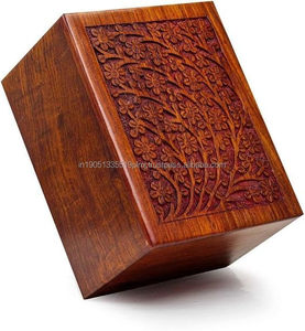 Venta al por mayor de urnas de cremación grabadas de madera o caja de urnas de madera para cenizas de adultos con la mejor calidad terminada o urnas de suministros funerarios - Product Image 6