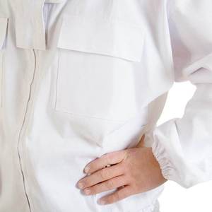 Veste de protection pour apiculteur avec voile en maille amovible, respirante, en polyester et coton, coutures surjetées, blanche, coupe ample, vêtement de sécurité - Product Image 3