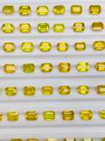 Saphir Jaune de Madagascar Taille Émeraude 7x5mm 100 carats Traité Thermiquement Pierre Précieuse Naturelle en Vrac pour la Fabrication de Bijoux Certifié IGI