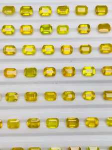 Saphir Jaune de Madagascar Taille Émeraude 7x5mm 100 carats Traité Thermiquement Pierre Précieuse Naturelle en Vrac pour la Fabrication de Bijoux Certifié IGI - Product Image 1