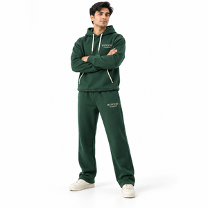 Conjunto Deportivo Unisex 100% Algodón, Sudadera con Capucha y Pantalones Joggers, Corte Holgado, Largo Completo, Color Sólido, Ropa Casual de Verano, Bolsillos Laterales, Ecológico - Product Image 1