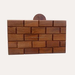 Pochette en bois faite à la main pour femmes style vintage décontracté avec décoration de perles conception de briques doublure en coton style dame à la mode - Product Image 1