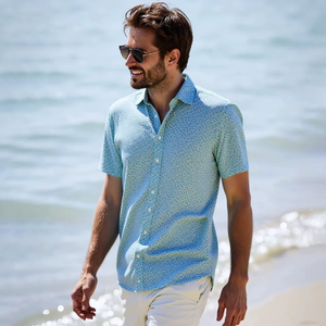 Chemise Hawaïenne Homme Designer à Manches Courtes, Motif Floral Estival, Style Tropical, Boutonnée, pour Vacances à la Plage - Product Image 1