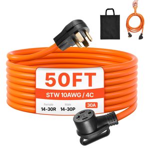 Cavo di prolunga per asciugatrice NEMA 14-30P/14-30R, 15 m, 125V/250V 30A, con cavo in rame puro STW 10AWG/4C a 4 poli, 100% rame puro - Product Image 5