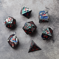 Ensemble de dés de jeu de rôle en métal sculpté Dragon, 7 pièces, dés polyédriques en métal, disponible en bleu / rouge / vert / noir Dragon