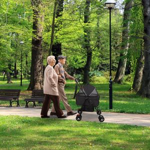 Passeggino Pieghevole a 4 Ruote per Animali Domestici con Fodera Rimovibile, Cestino Portaoggetti e Modalità Jogging per Viaggiare con Cani e Gatti - Product Image 3