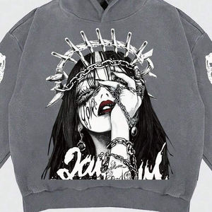 <b>Star</b> Figure Enterprises Premium Quality DTF Printing Distressed Loose Cropped 100% Cotton Custom Logo Autumn Hoodie Casual Men - Product Image 3