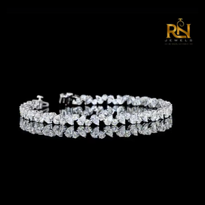Pulsera de tenis con diamantes cultivados en laboratorio, corte pera y redondo, diseño floral, tipo eternidad, en oro macizo de 9K, 14K, 18K, joyería fina - Product Image 3