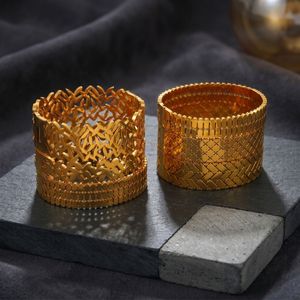 Hypoallergenic 316L Stainless Steel Geometric Wide Cuff <b>Bracelet</b> 18K Real Gold Plated Luxury Bangle for Wholesale - Product Image 1