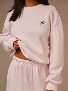 Ensemble sweat-shirt à col rond pour femme, haut à manches longues avec pantalon à jambes larges et cordon de serrage, tenue décontractée en deux pièces - Product Image 4