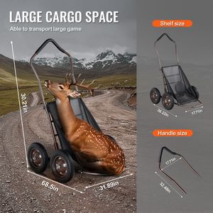 Chariot de transport pliable robuste pour gibier, capacité 500 lb, avec 4 grandes roues et poignée ergonomique - Product Image 4