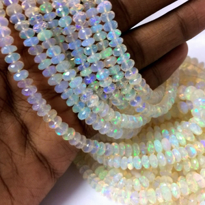 Perles de pierre d'opale éthiopienne blanche naturelle facettées en rondelles de 6 mm et 8 mm, certifiées IGI, dernier design pour bijoux 2026 - Product Image 3