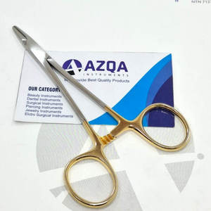 Ensemble d'instruments de suture chirurgicale de haute précision avec porte-aiguille manuel en carbure de tungstène de qualité supérieure et poignée plaquée or, vente en gros - Product Image 2