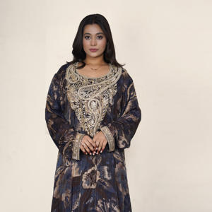 Vestido Abaya Kaftan Árabe Elegante y Modesto de Lujo Zillmill Eid Ramadan, Transpirable, ODM, con Bordado, Manga Larga y Encaje para Mujer - Product Image 3