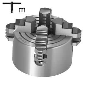3 Inch (80mm) Manual Power 4 Jaw Lathe Chuck with Reversible Jaws and 0.1-3.15 (5-80mm) Clamping Range <b>T</b> <b>Key</b> Fixing Screws - Product Image 1