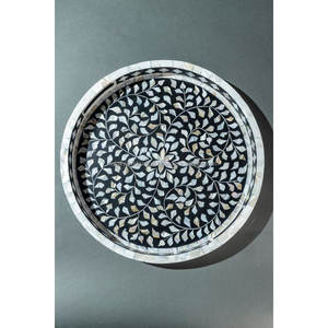 Plateau de service rond de haute qualité Falak World Export avec belle incrustation de nacre pour la fête de restaurant à la maison par FWE - Product Image 5