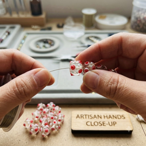 Luxury Handmade <b>Red</b> Lampwork Glass <b>Beads</b> 12mm| Artisan Floral Glass <b>Beads</b> for Bracelet Necklace Earring Making and DIY Craft - Product Image 4