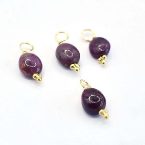 Dyed <b>Ruby</b> Smooth Tumble Pendant 8 to 10mm Gold Plated Three Rawa Charm Handmade Natural Gemstone <b>Necklace</b> Jewelry Gift - Product Image 3